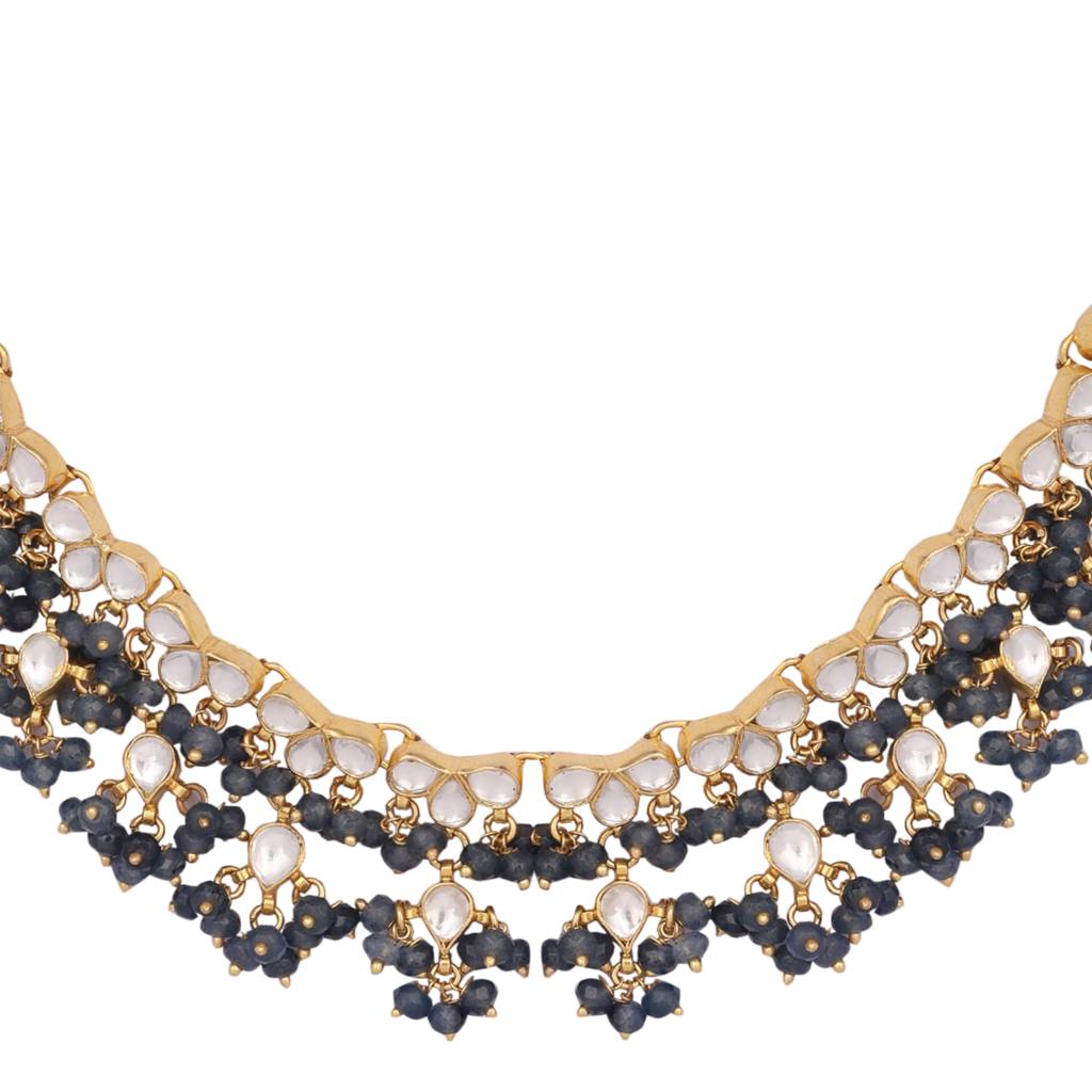 22K Gold Plated  Azure Dusk Kundan Necklace : YI24A0470N