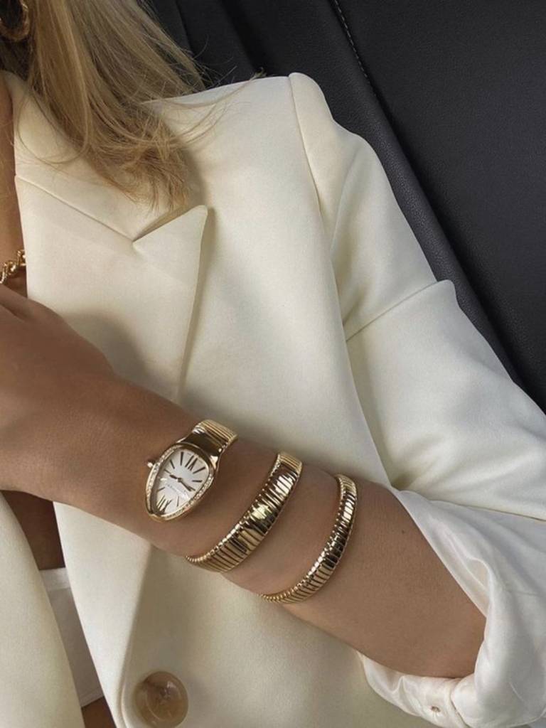 Spiral Serpenti Gold Watch-Style Bracelet With Cz Stones : WA723SSW