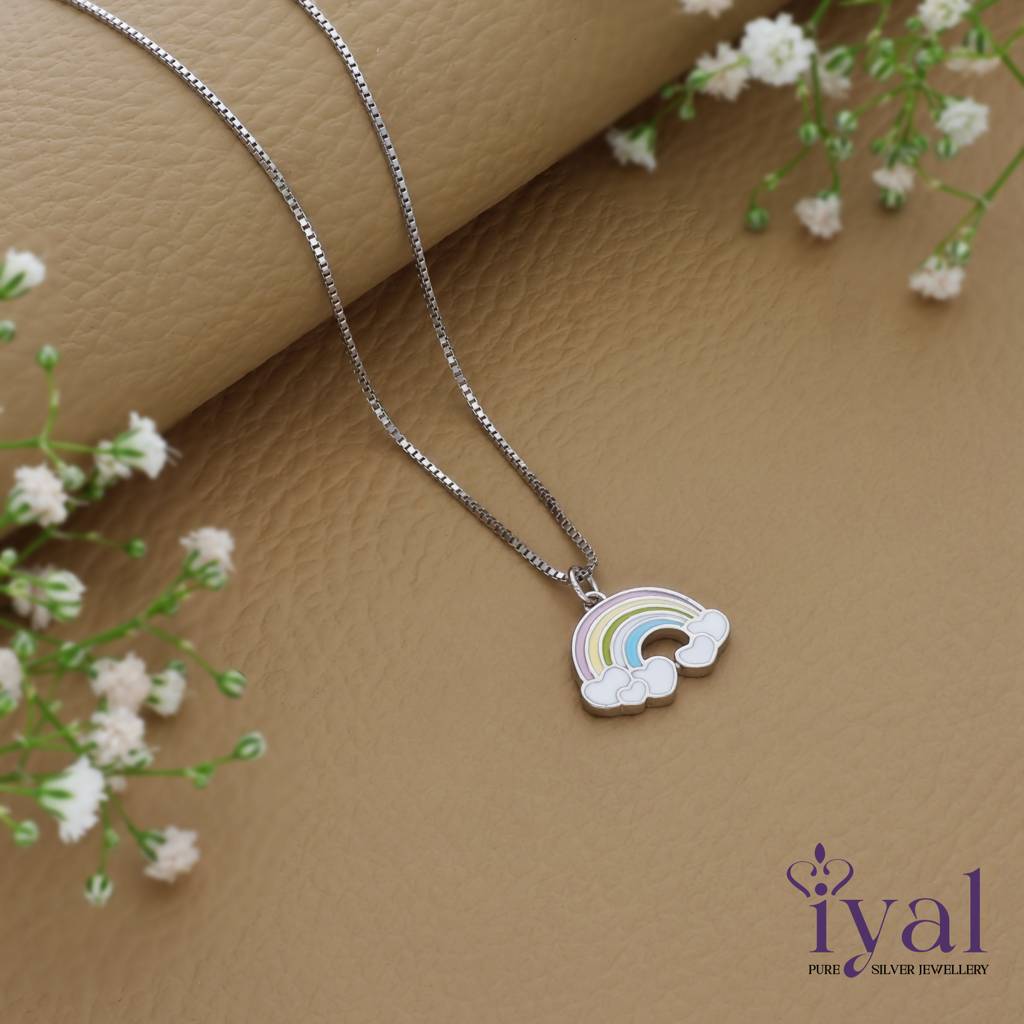 Gorgeous Rainbow 925 Silver Kids Chain Pendent(3+ Years) : KP-186