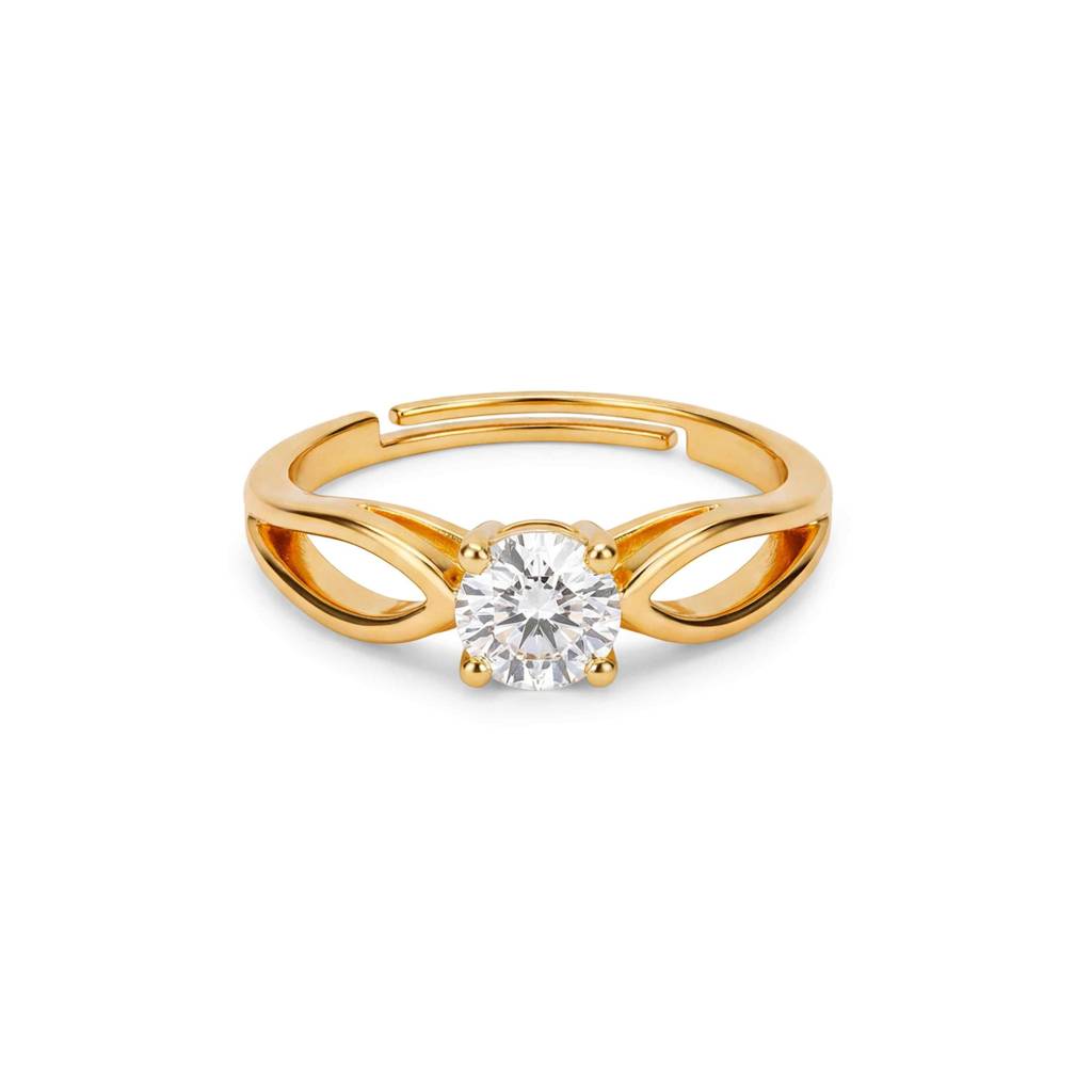 Minimal Solitaire Gold Plated Adjustable Ring : RNG-40435-G