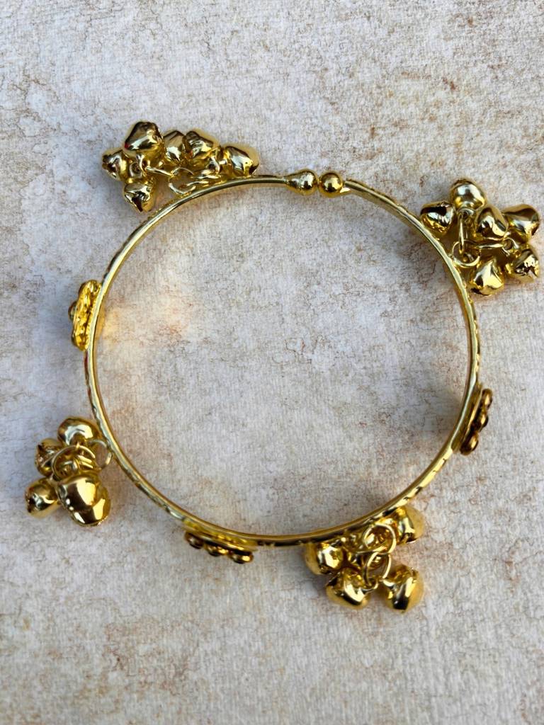 Set Of 2 Gold-Plated Beaded Kashmiri Ghungroo Bangles : VI26BC100052