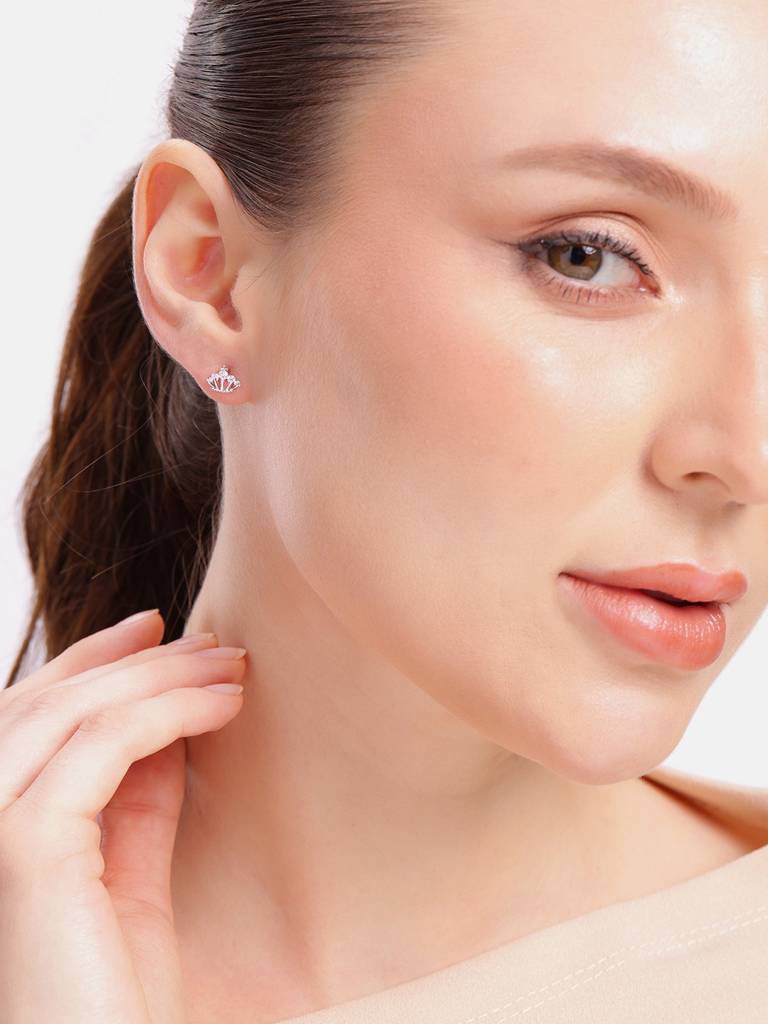 Silver Crown Luxe Stud Earrings : WER00054