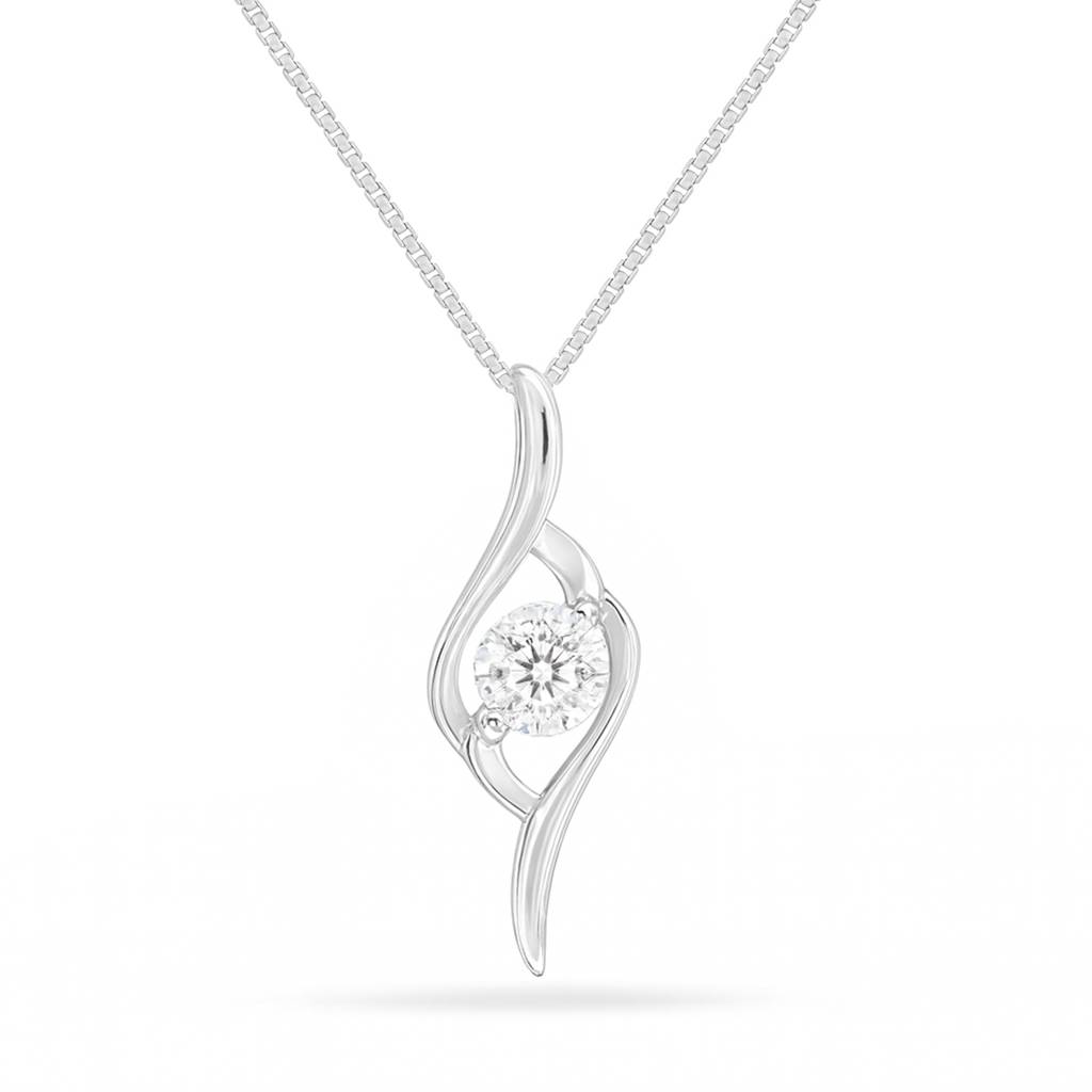 Her Inner Rhythm Solitaire Rhodium Plated Necklace : PEN-30260-C-R