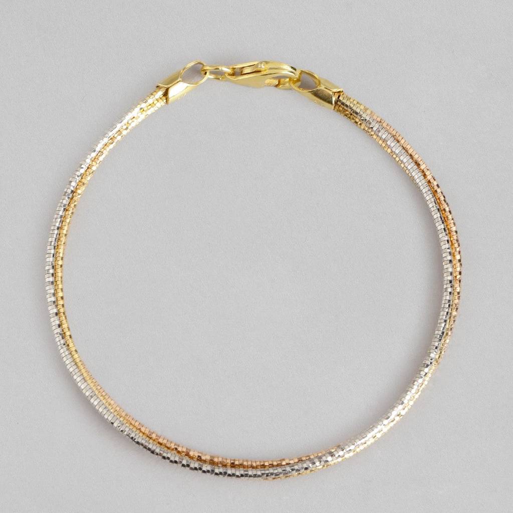 Eternal Harmony Triple-Tone Layered Chain 925 Sterling Silver Bracelet : BR-80249-RGRG