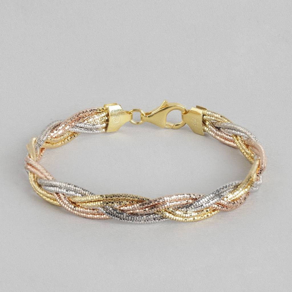 Multi-Strand Weave 925 Sterling Silver Bracelet With Triple Plating : BR-80162