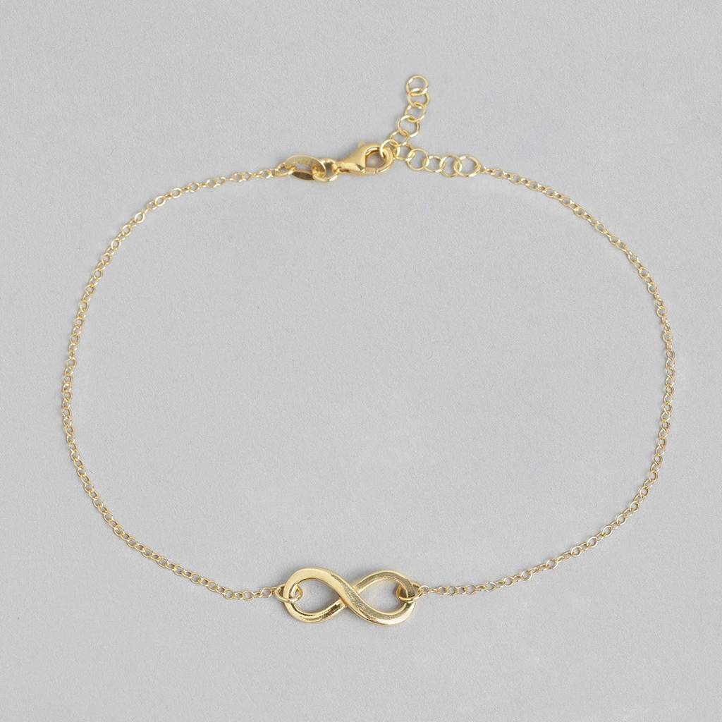 Golden Infinity Glow 925 Sterling Silver Gold-Plated Chain Anklet : ANK-60120-PAIR-G