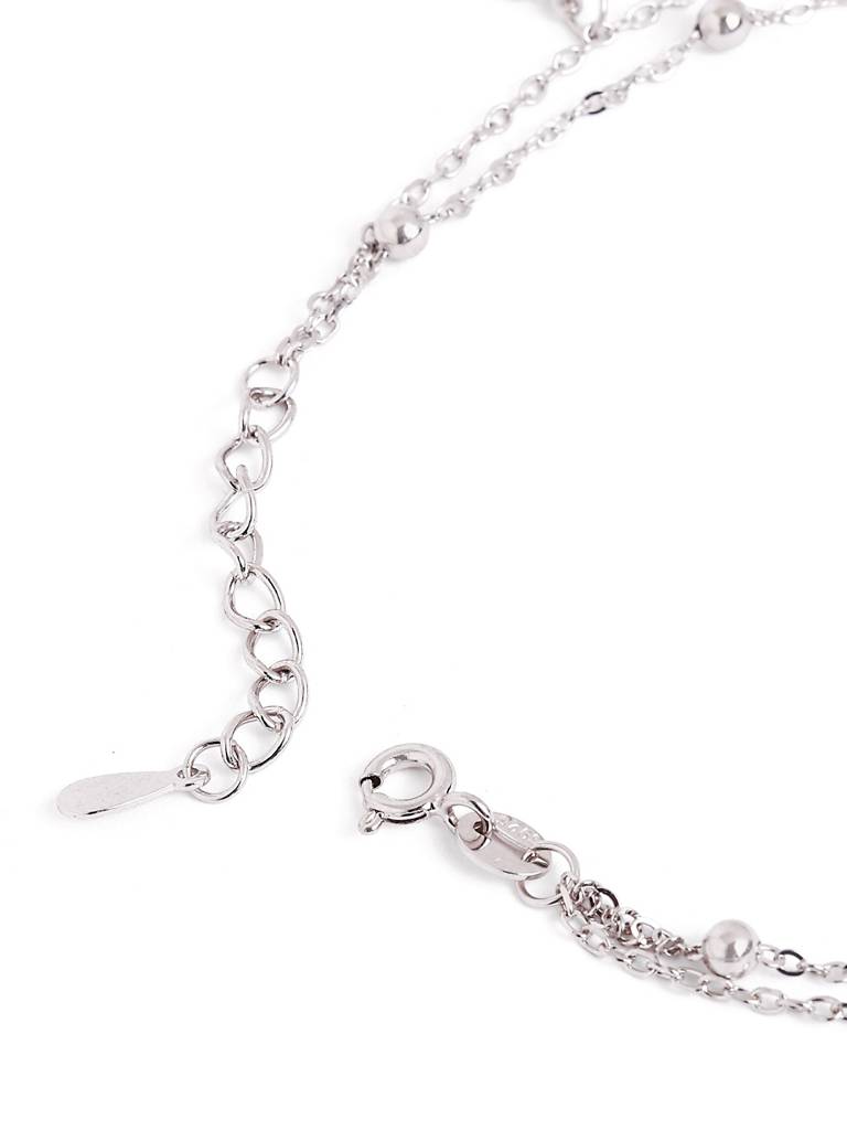 Silver Double Layer Adjustable Anklet : WAN00028