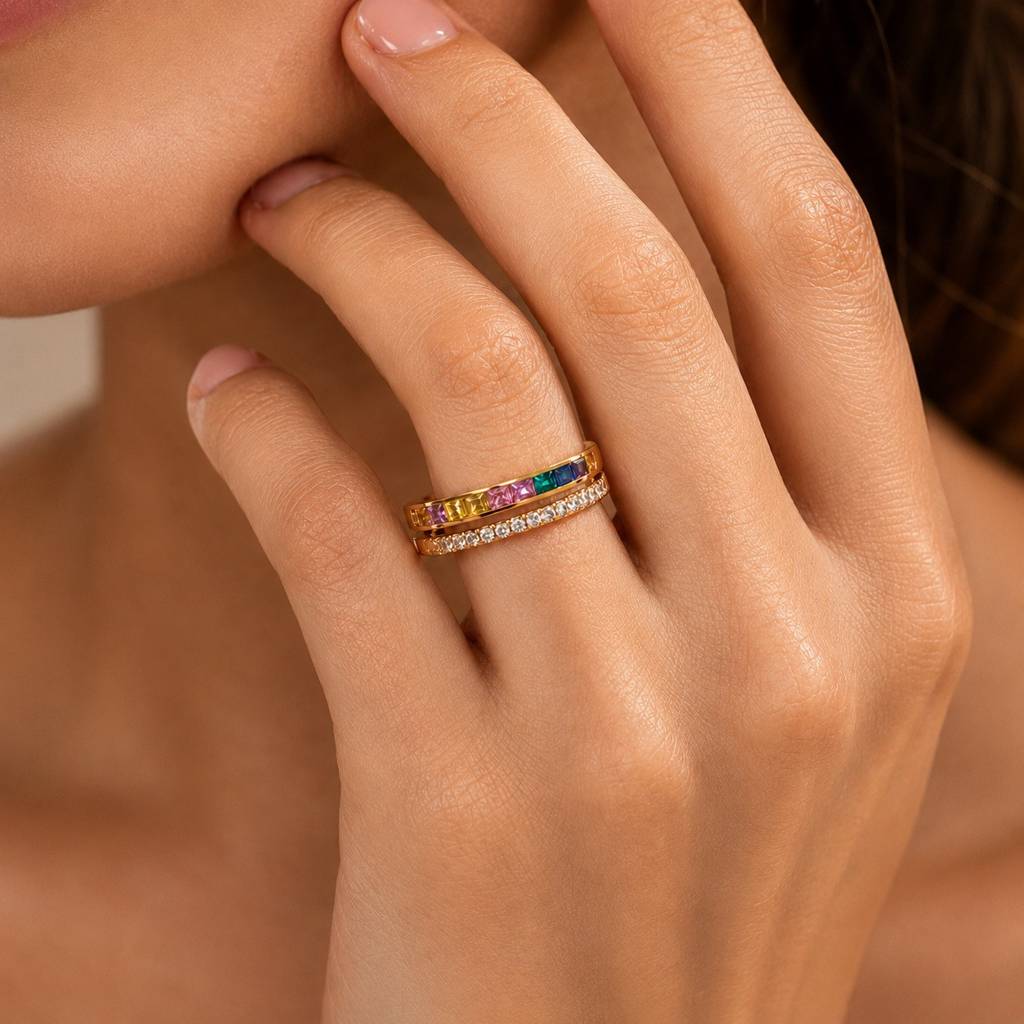 Rainbow Multistone Pave Ring : RRAPR26AID-05