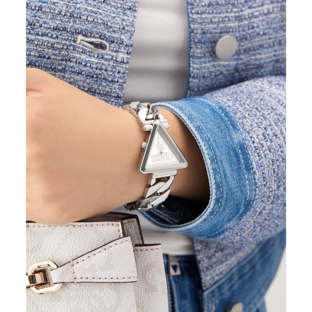 Guess Triangle 34Mm Silver Dial Analog Women Watch - Gw0859L1 : GW0859L1
