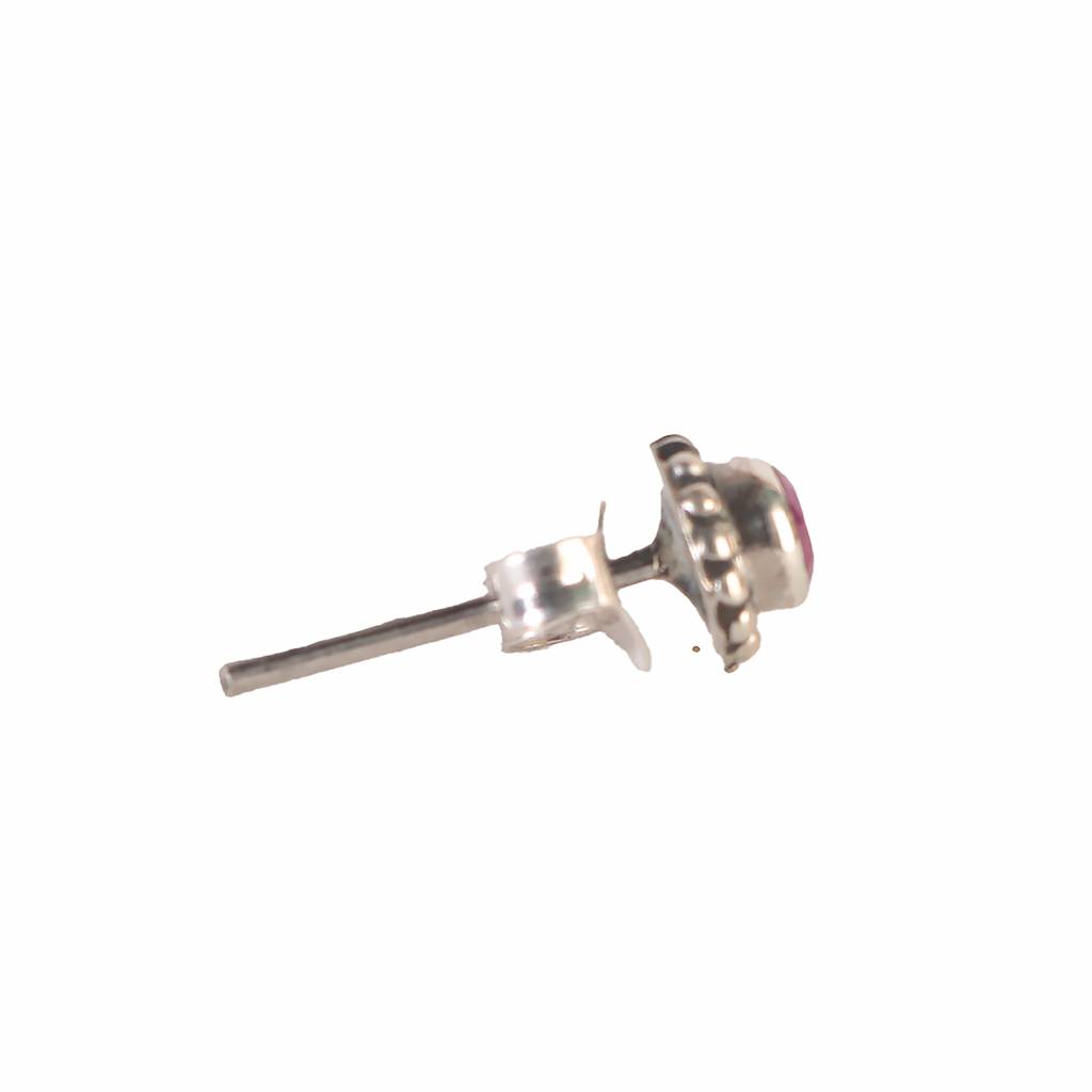 925 Sterling Silver Ruby Eartops For Women | Natural Gemstone Jewelry | Elegant Gift : FU-1024