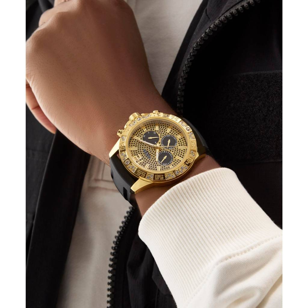 Guess Round 48Mm Black Dial Analog Men Watch - Gw0909G2 : GW0909G2