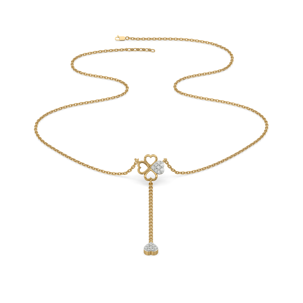 Four Leaf Cascade - Lab Diamond Lariat Necklace : LLNK0119