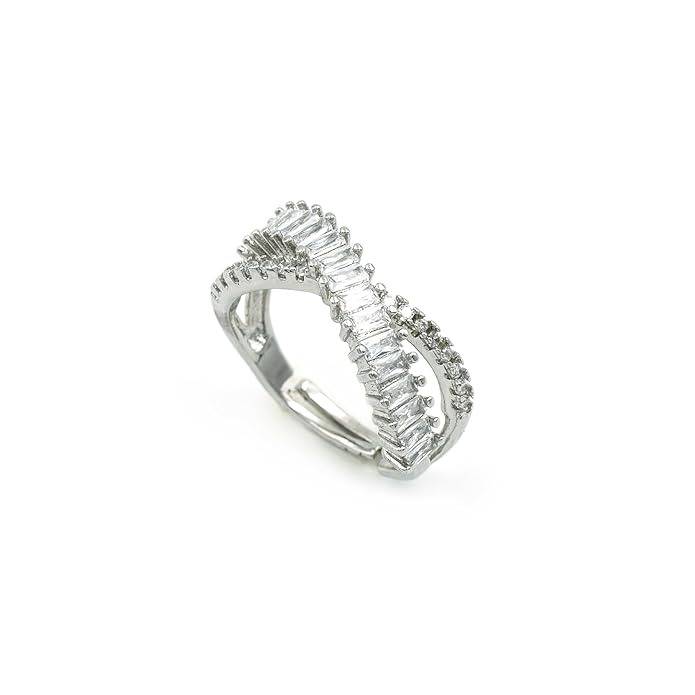 Sliver- Tone Infinity Spark Anti-Tarnish Ring : HSPS60MB0961