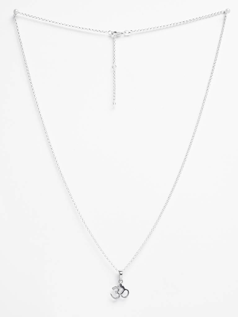 925 Silver Platinum Plated Religious Om Men Pendant Necklace With Chain Gift For Men & Boys : CSMNP10