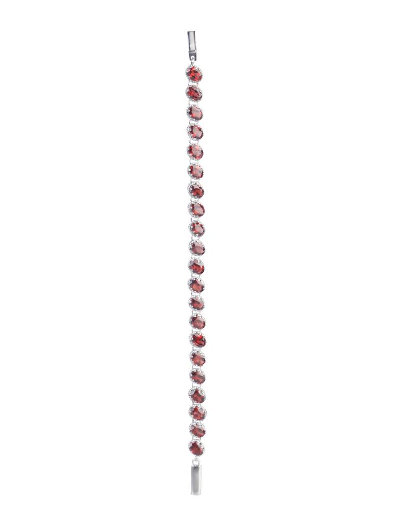 925 Sterling Silver Garnet Bracelet For Women | Gemstone Bracelet | Handmade Silver Jewelry | Elegant Daily Wear Gift : FU-1148
