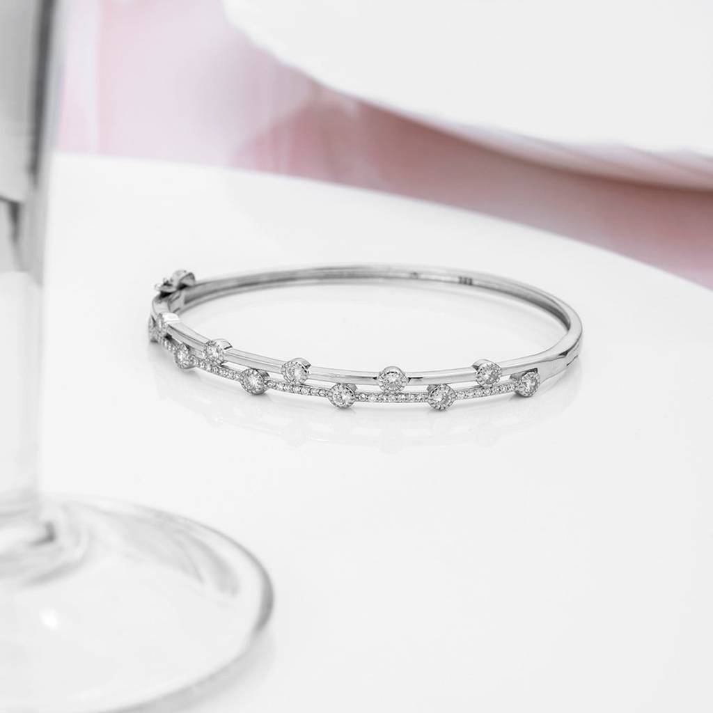 Two Layered Cz Studded 925 Sterling Silver Bracelet : BR-80135