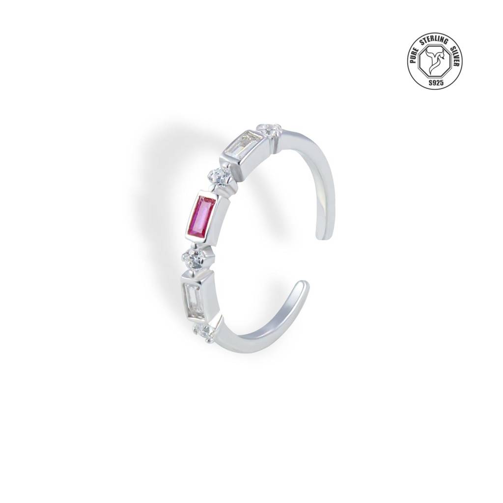 Crimson Luxe Baguette 92.5 Silver Toe Ring : TRTOBJX0010