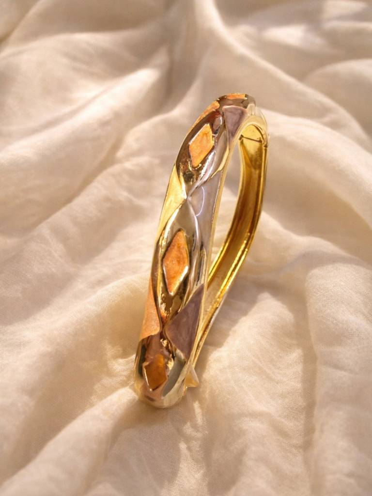 Shades Of Beige Curve Bracelet – 18K Gold Plated Everyday Bracelet : ATB683SBCB