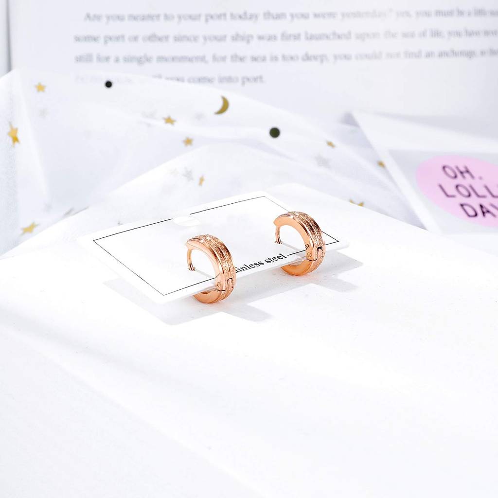 Rose Gold Plated Hoop Huggie Earrings Stylish Design Fashion Jewellery For Men & Women : PX9E66C