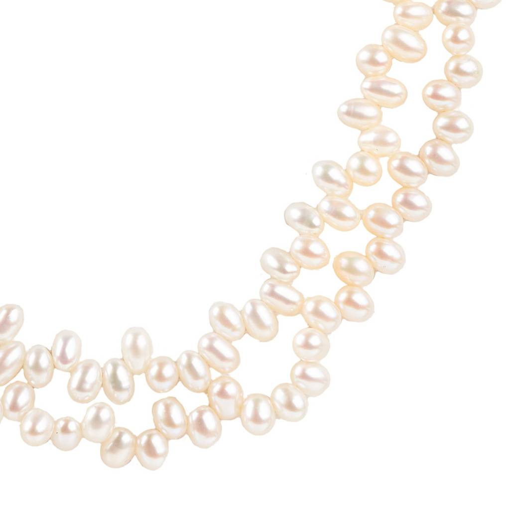 Double Freshwater Pearl Cleopatra Necklace In White : NCK-DBL-CLEO-WT-PRL-S