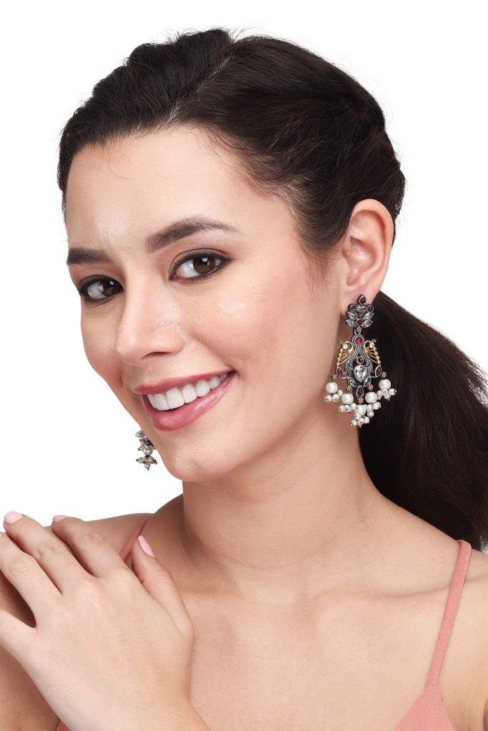 Dual Tone Drop Earring : F23MHER032SLV