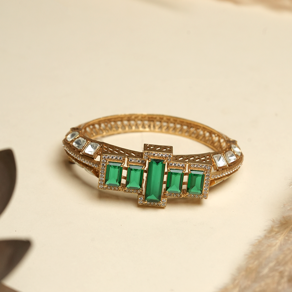 Designer Green Colored Kundan Bracelet : CAO0011MPS
