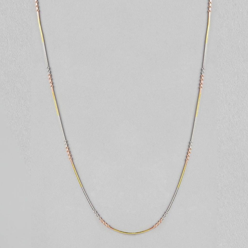 Trilogy Of Radiance Triple Tone Plated 925 Sterling Silver Chain : CH-10050-RGRG