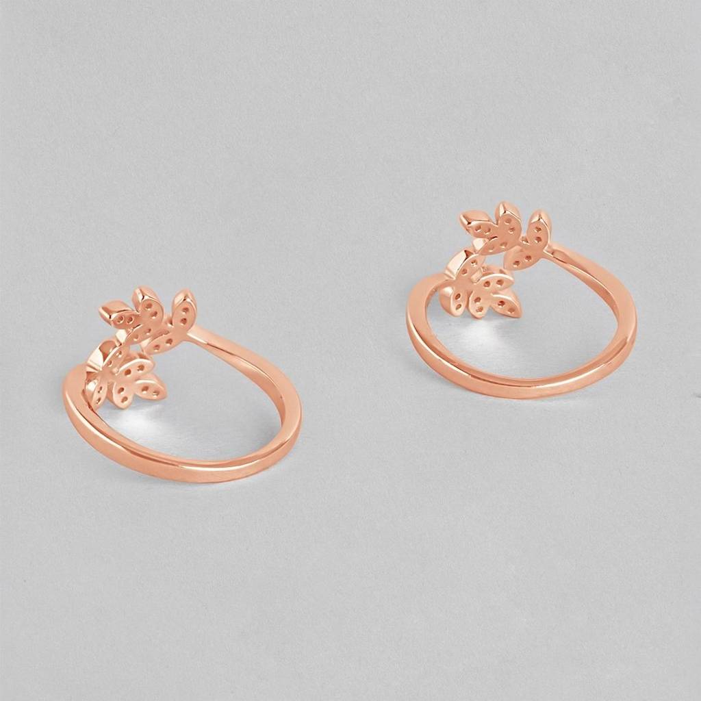 Leafy Cz Rose Gold Plated 925 Sterling Silver Toe Ring : TOE-10050-RG