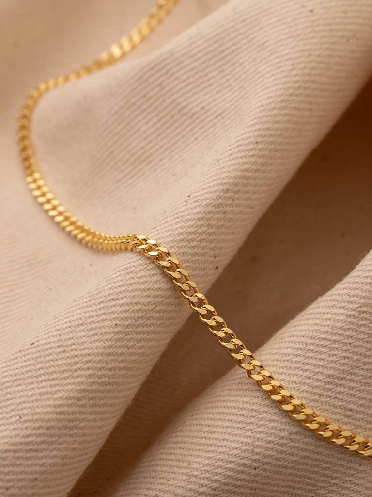 Cuban Style Slim Gold Chain Â 18K Gold Plated Everyday Necklace : ATC652CSGC