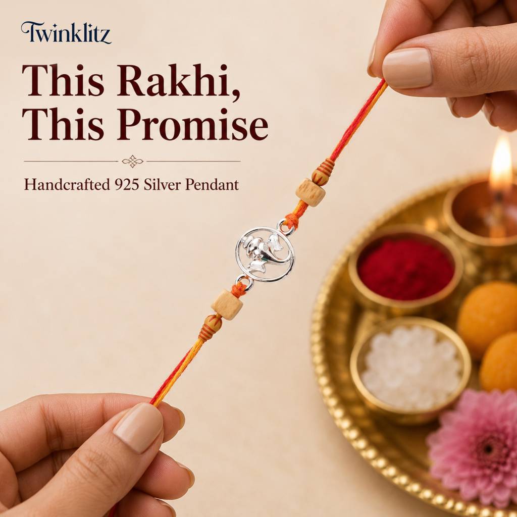 925 Sterling Silver Premium Ganesh Rakhi Combo : TWIN042