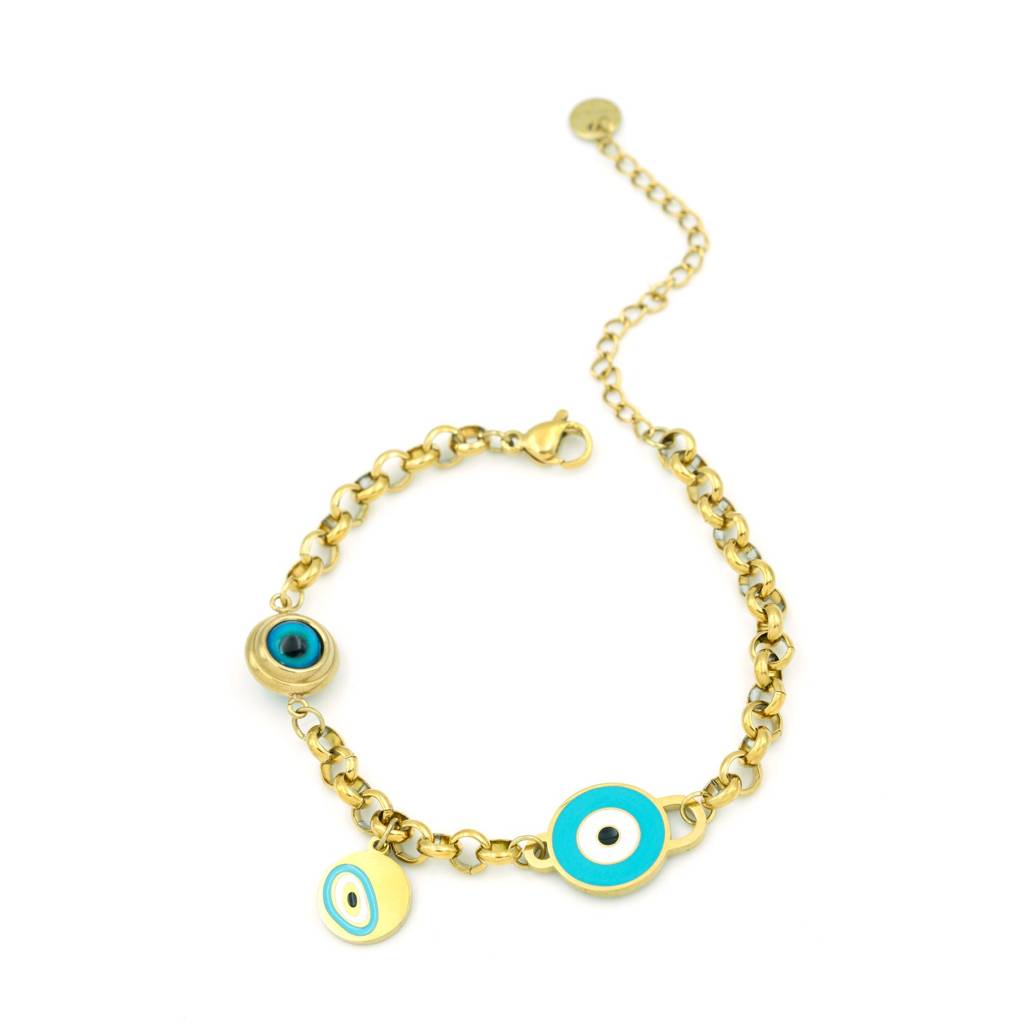 Evil Eye Chain Charm Bracelet For Women : HSPS60MB0645