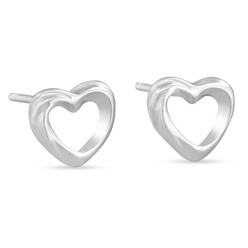 Heart Gleam Rhodium Plated 925 Sterling Silver Earrings : EAR-20849-R