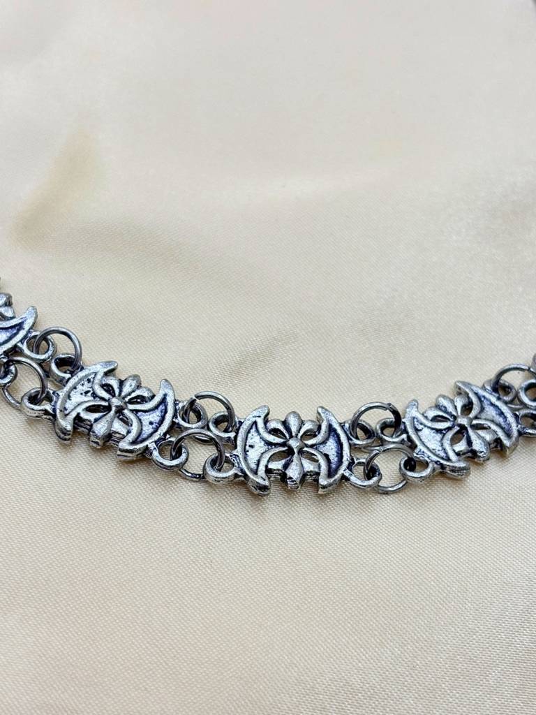 Oxidized Silver-Plated Antique Linked Waist Chain : VI26KB10001