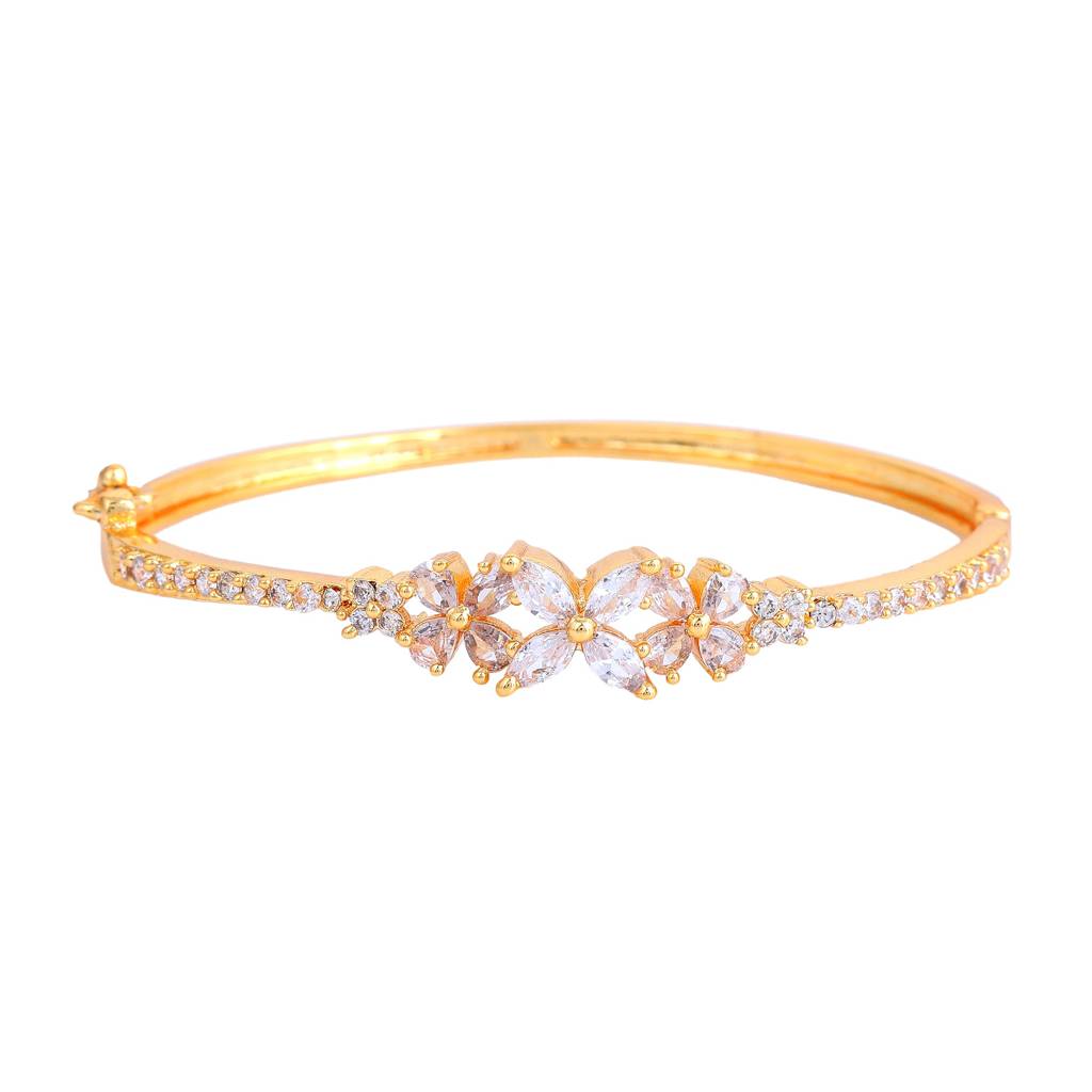 Eternal Spark: Sleek & Dazzling Gold Plated American Diamond Bracelet For Women : AD-080-IGWEBR