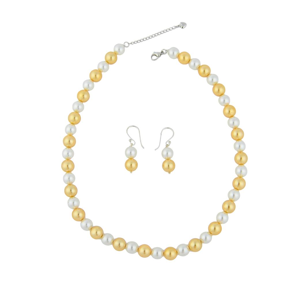 Golden Glow Pearl Necklace Set : PRMBS35