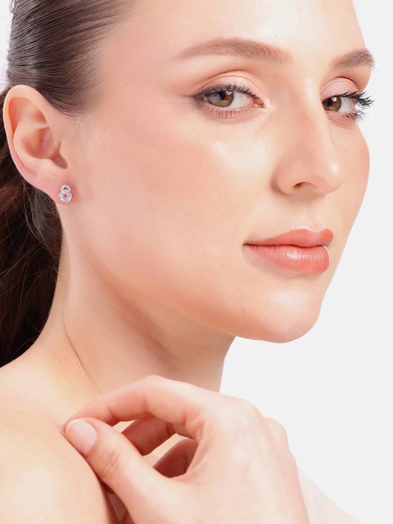 Silver Lumi Blush Stud Earrings : WER00053