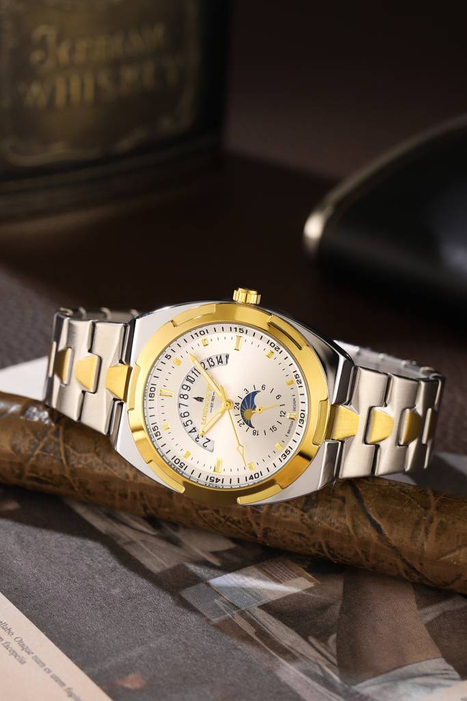 Camden Collection Analog Quartz Watch For Men With Round Dial, Retrograde Date Display, 24-Hour Day-Night Indica : LFM10021-44