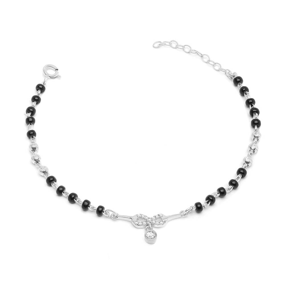 Infinity With Solitaire Drop 925 Silver Mangalsutra Bracelet : BR-80052-C