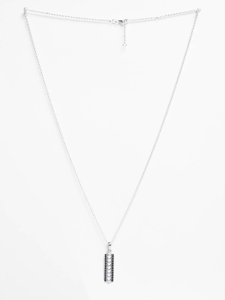 925 Silver Platinum Plated Swiss Zircon Pyramid Men Pendant Necklace With Chain Gift For Men & Boys : CSMNP31