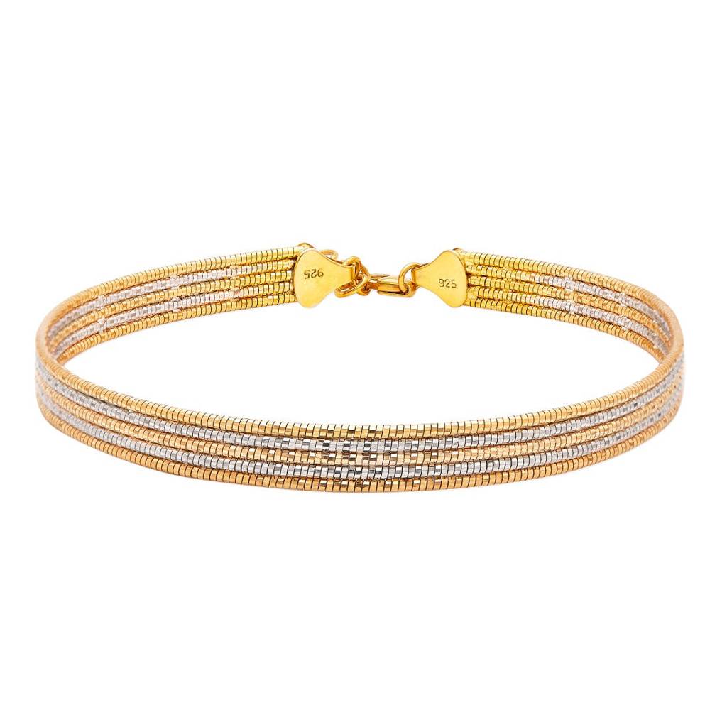 Dual Plated Layered Radiance 925 Sterling Silver Anklet : ANK-60348-PAIR-GR