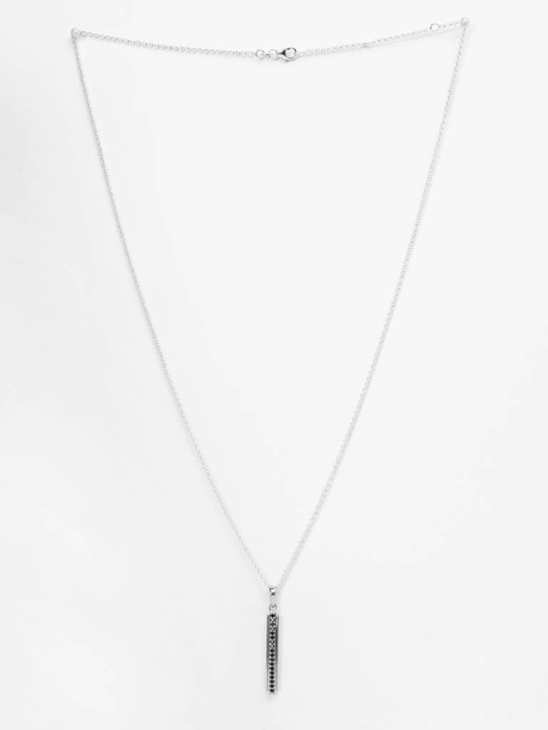 925 Silver Platinum Plated Swiss Zircon Pedro Men Pendant Necklace With Chain Gift For Men & Boys : CSMNP32