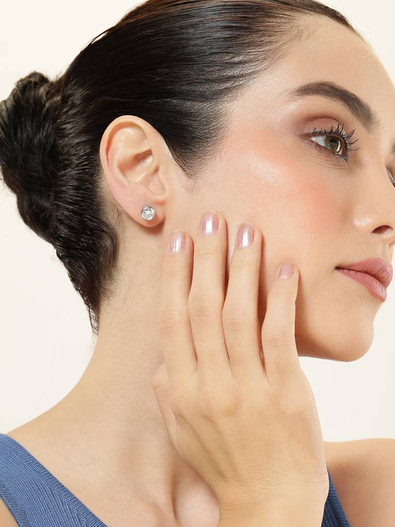 925 Sterling Silver Tops Round Bezel : AVER10003