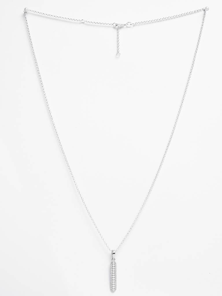 925 Silver Platinum Plated Swiss Zircon Walter Men Pendant Necklace With Chain Gift For Men & Boys : CSMNP25