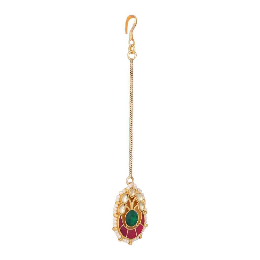 Pearl And Kundan Grace Minimal Maang Tikka : YI24A0432H