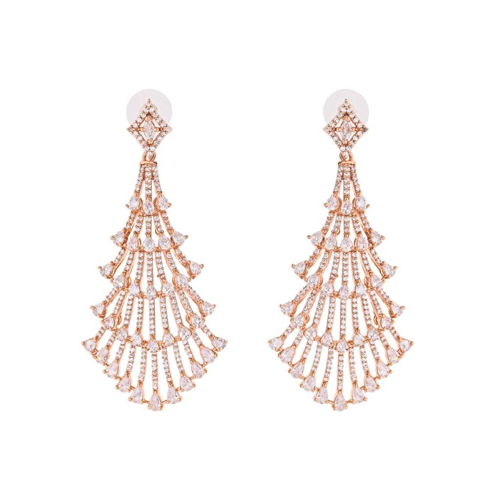 Estele Rose Gold Plated Cz Sparkling Earrings For Women