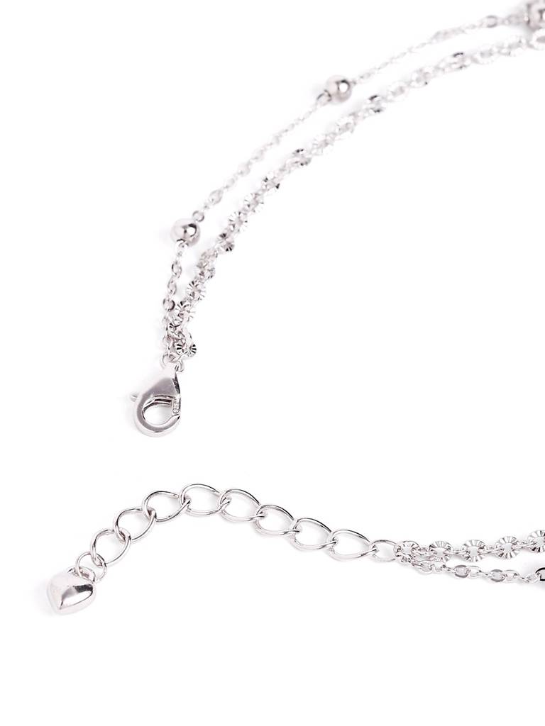 Silver Pretty Bloom Dual Chain Anklet : WAN00038