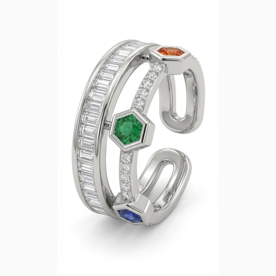 Textured Pave Silver Plated Ring For Women | Contemporary Statement Jewelry : 527787985
