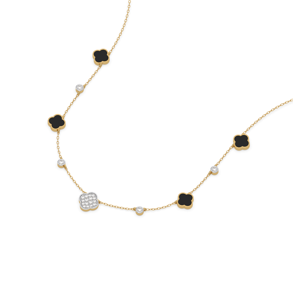 Midnight Enchanted - Lab Diamond Clover Necklace : LLNK0120