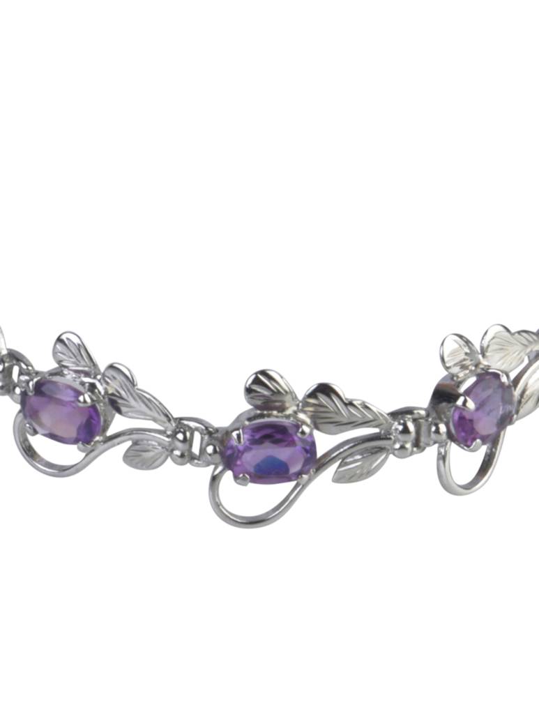 925 Sterling Silver Amethyst Bracelet For Women | Gemstone Bracelet | Handmade Silver Jewelry | Elegant Daily Wear G : FU-1140