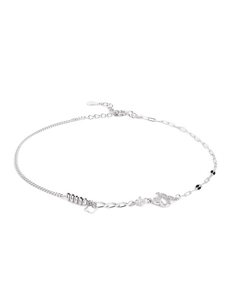 Silver Twinkle Clover Adjustable Anklet : WAN00033
